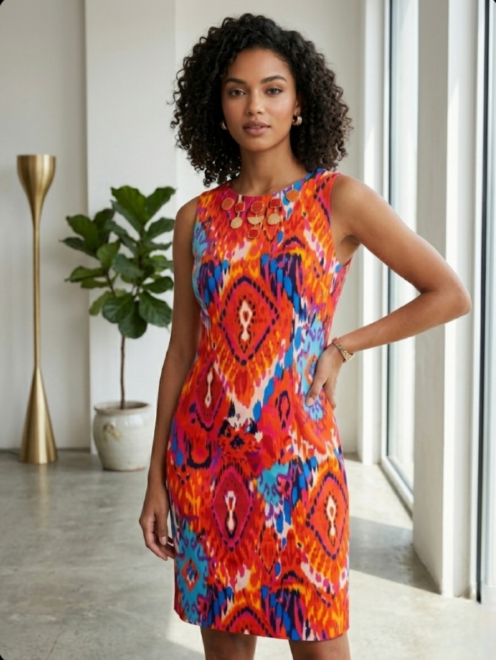 Belle Badgley Mischka Multicolor Abstract Cocktail Sleeveless Event Dress Sz 2